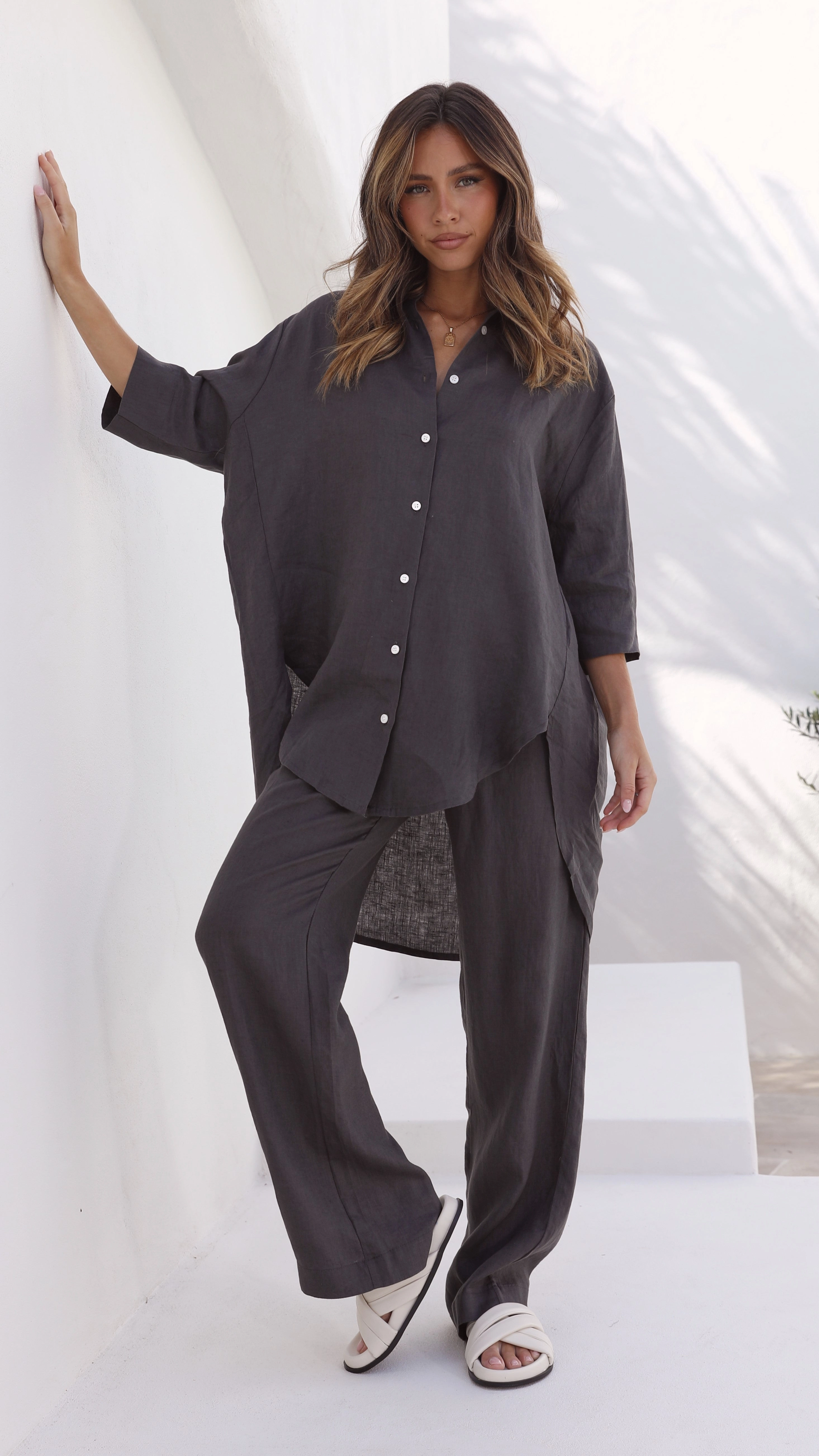 Linen Lounge Pant - Coal