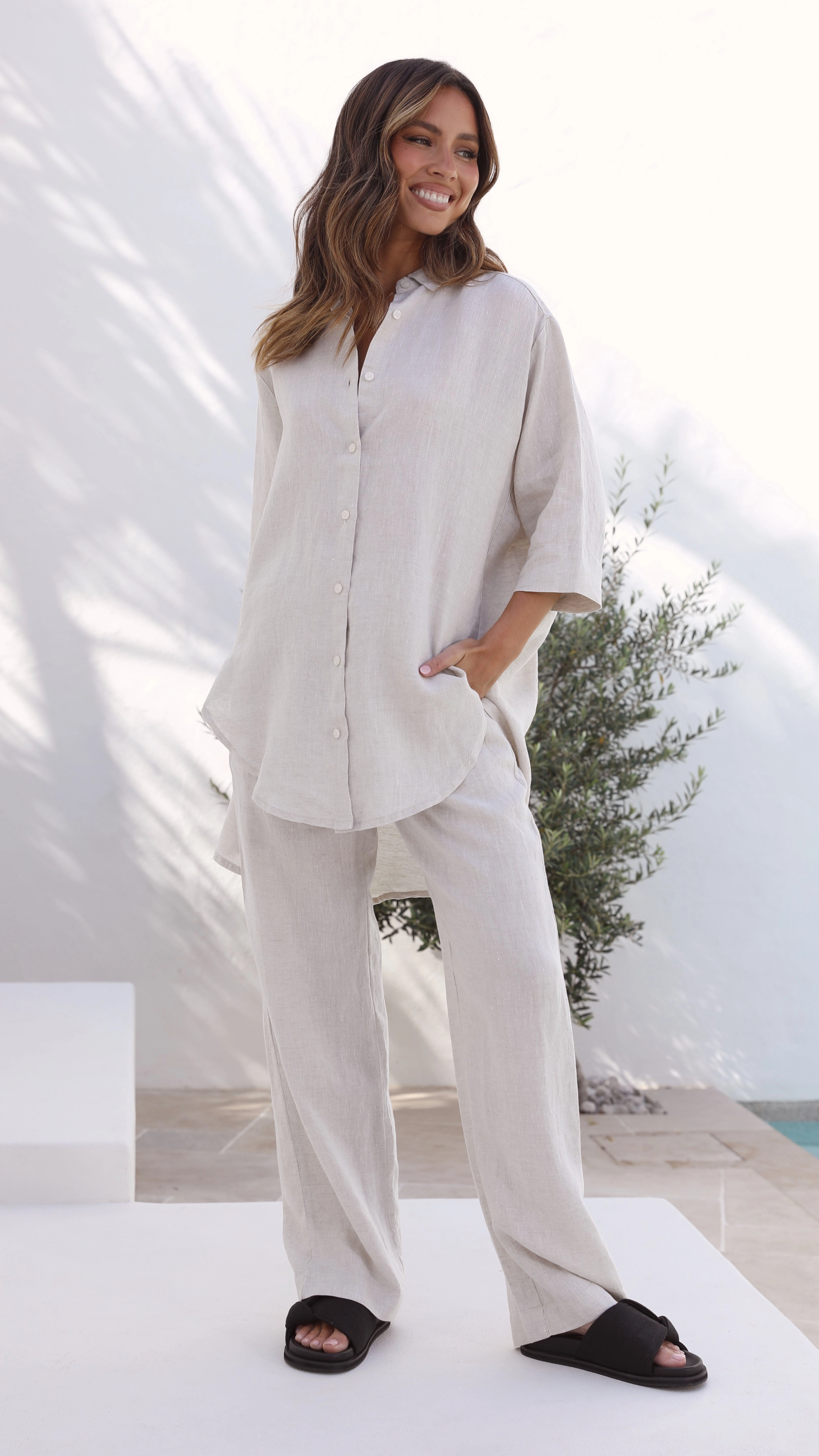 Linen Lounge Pant - Natural