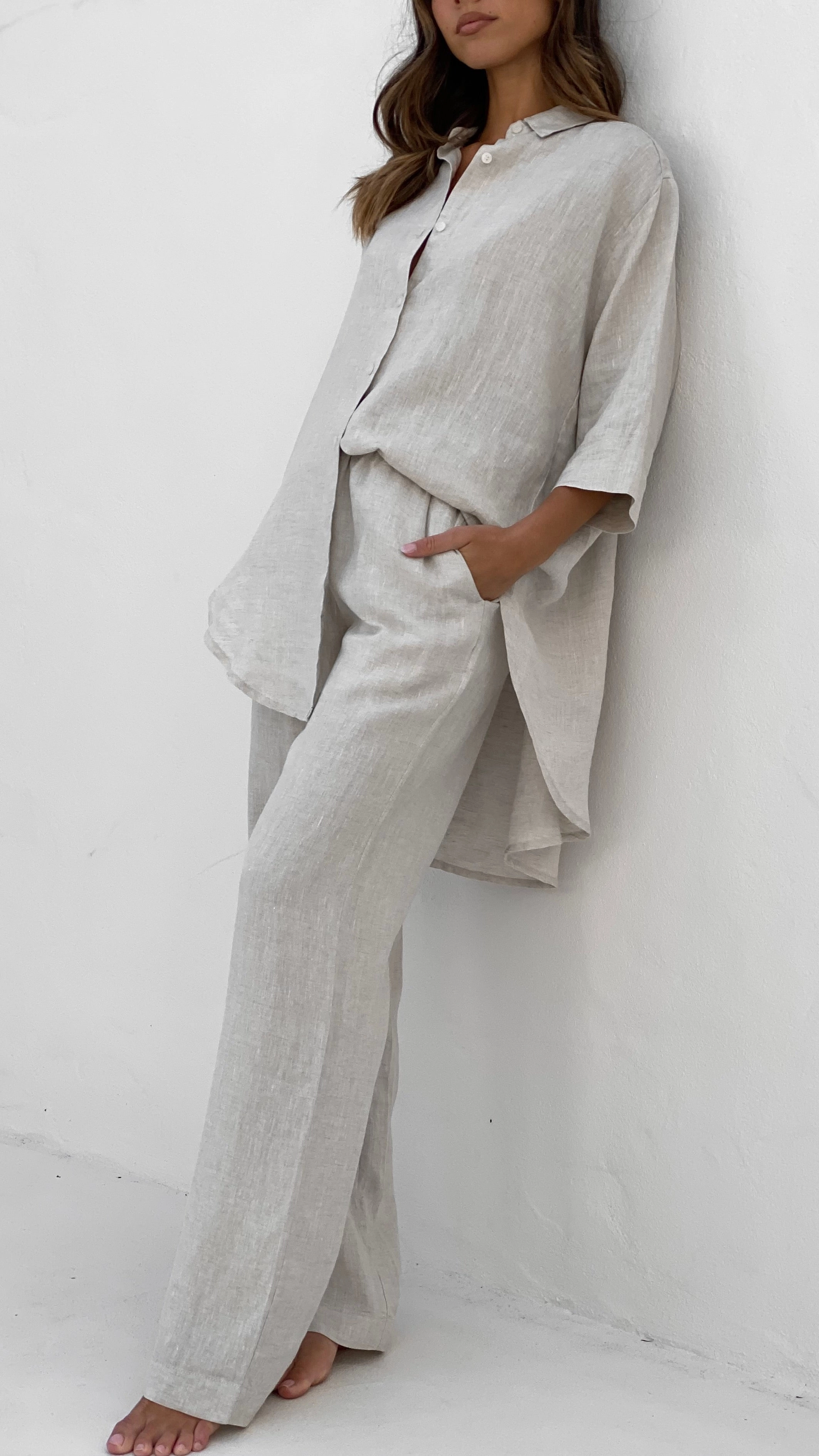 Linen Lounge Pant - Natural