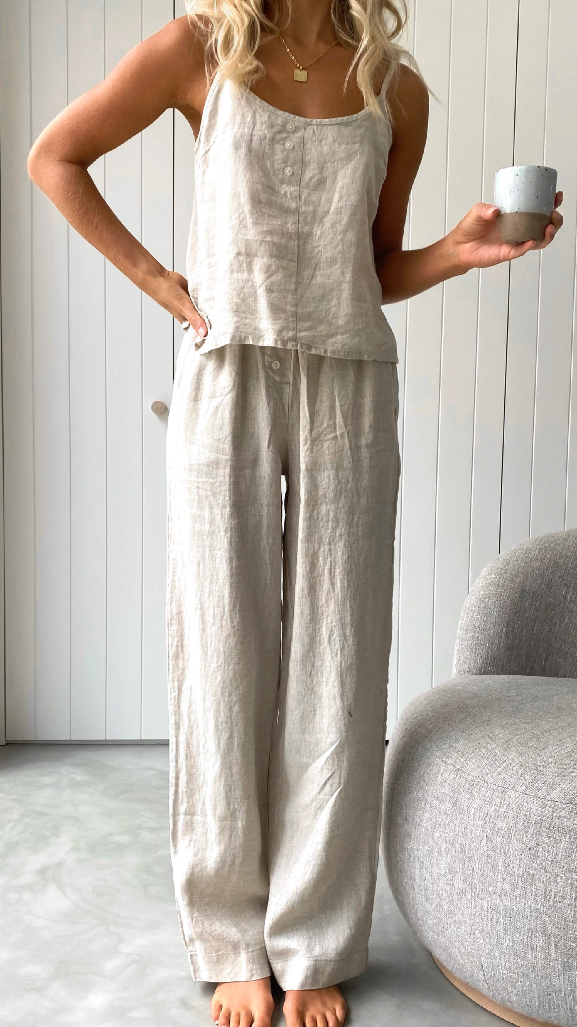Linen Lounge Pant - Natural