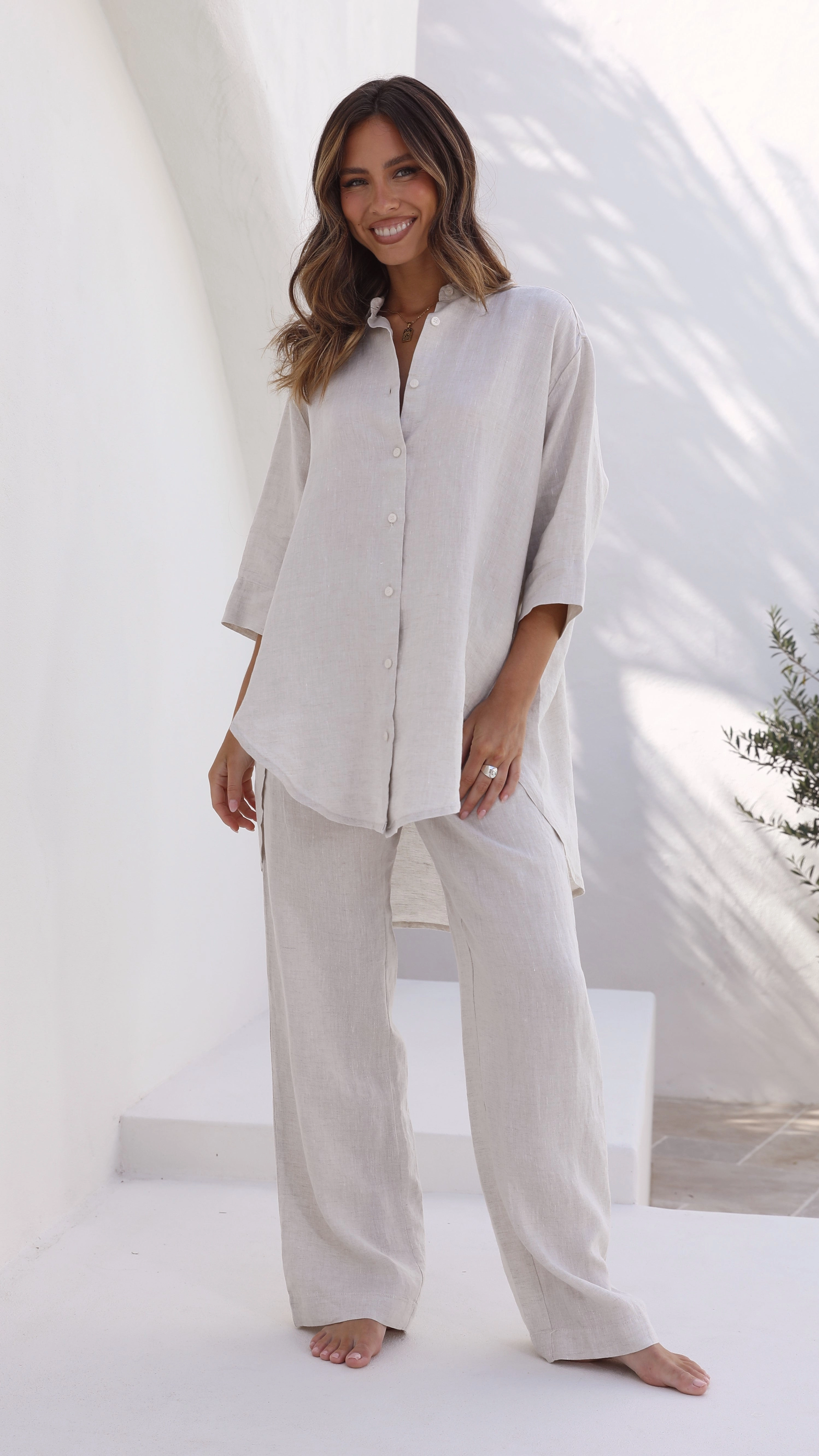 Linen Lounge Pant - Natural