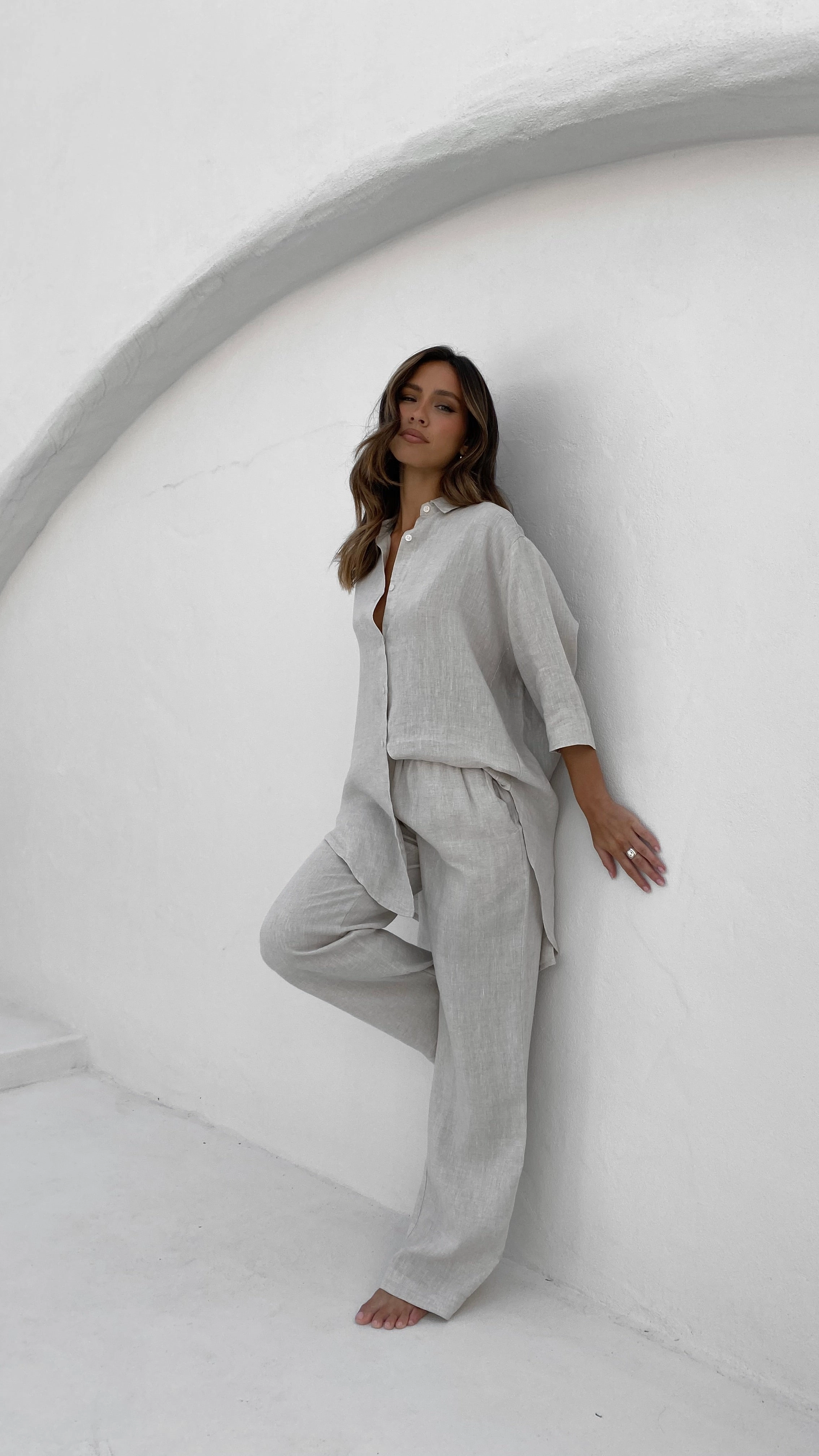 Linen Lounge Pant - Natural
