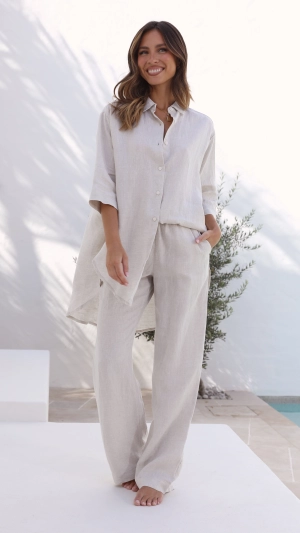 Linen Lounge Pant - Natural