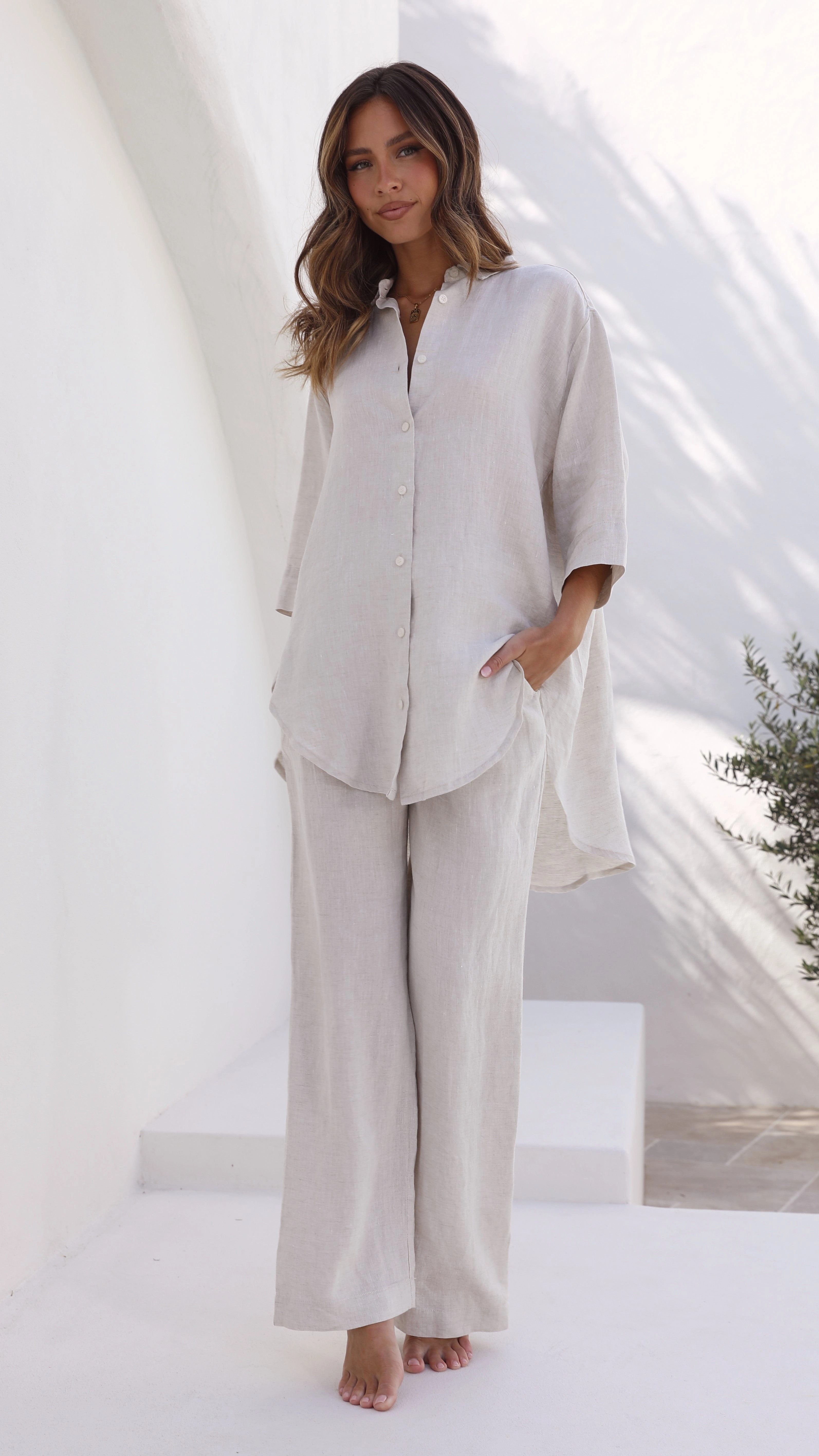 Linen Lounge Pant - Natural