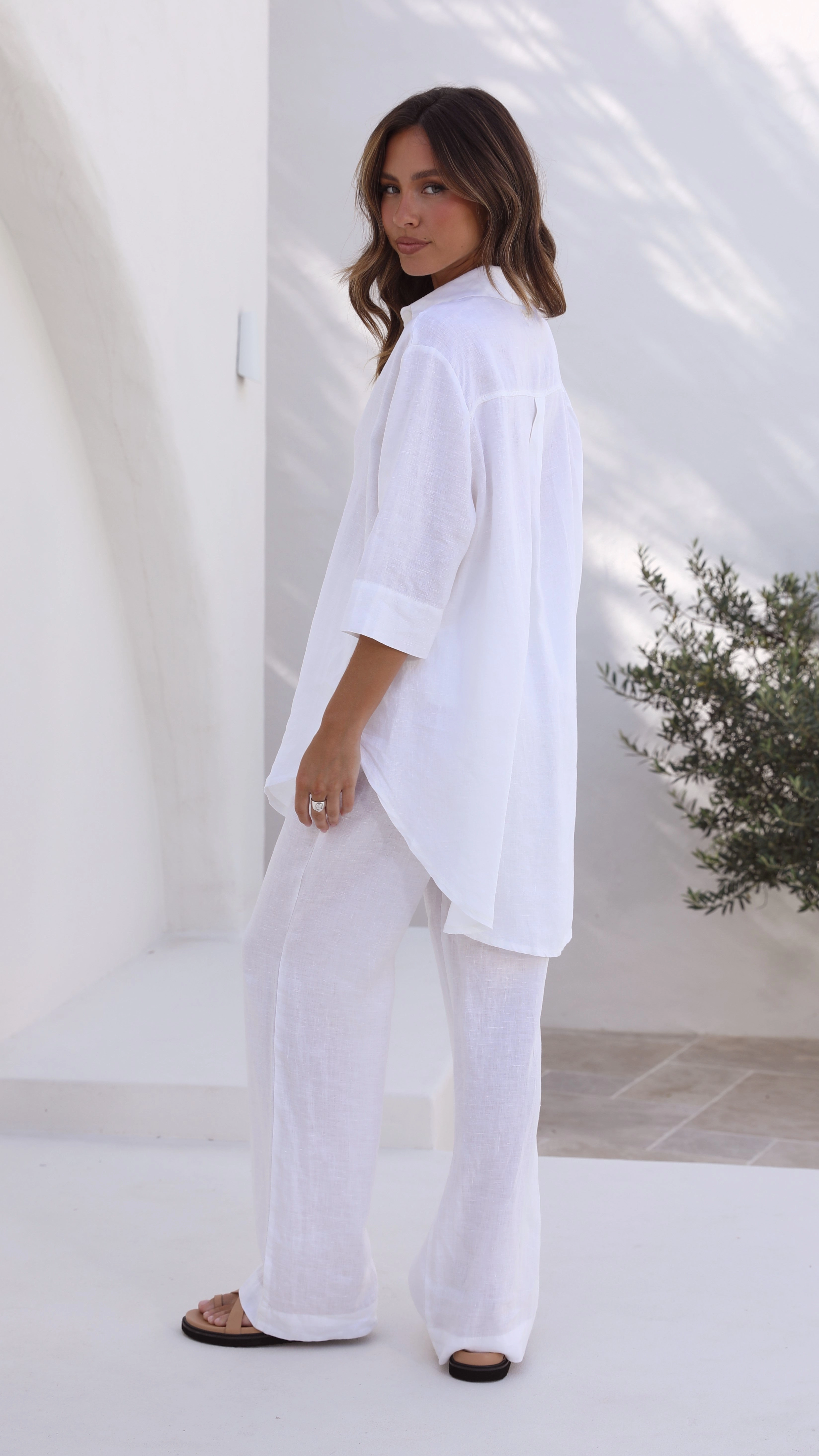 Linen Lounge Pant - White