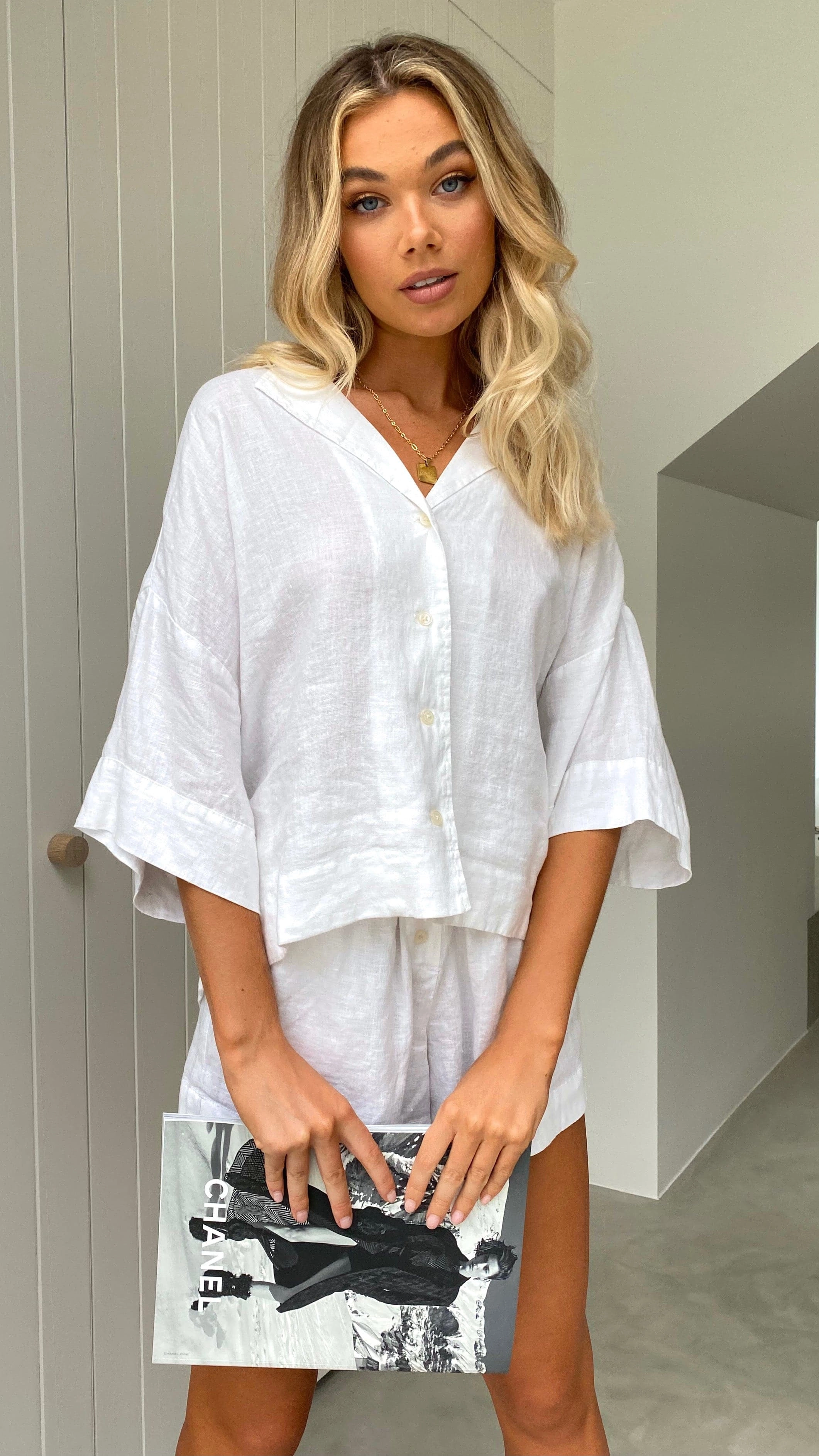 Linen Lounge Short - White