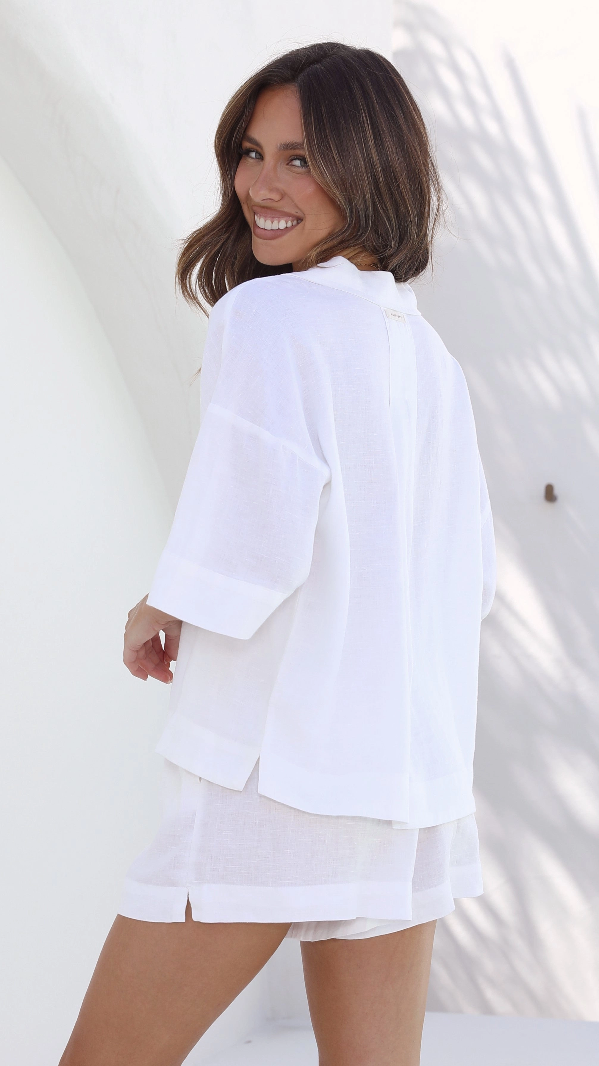 Linen Lounge Short - White