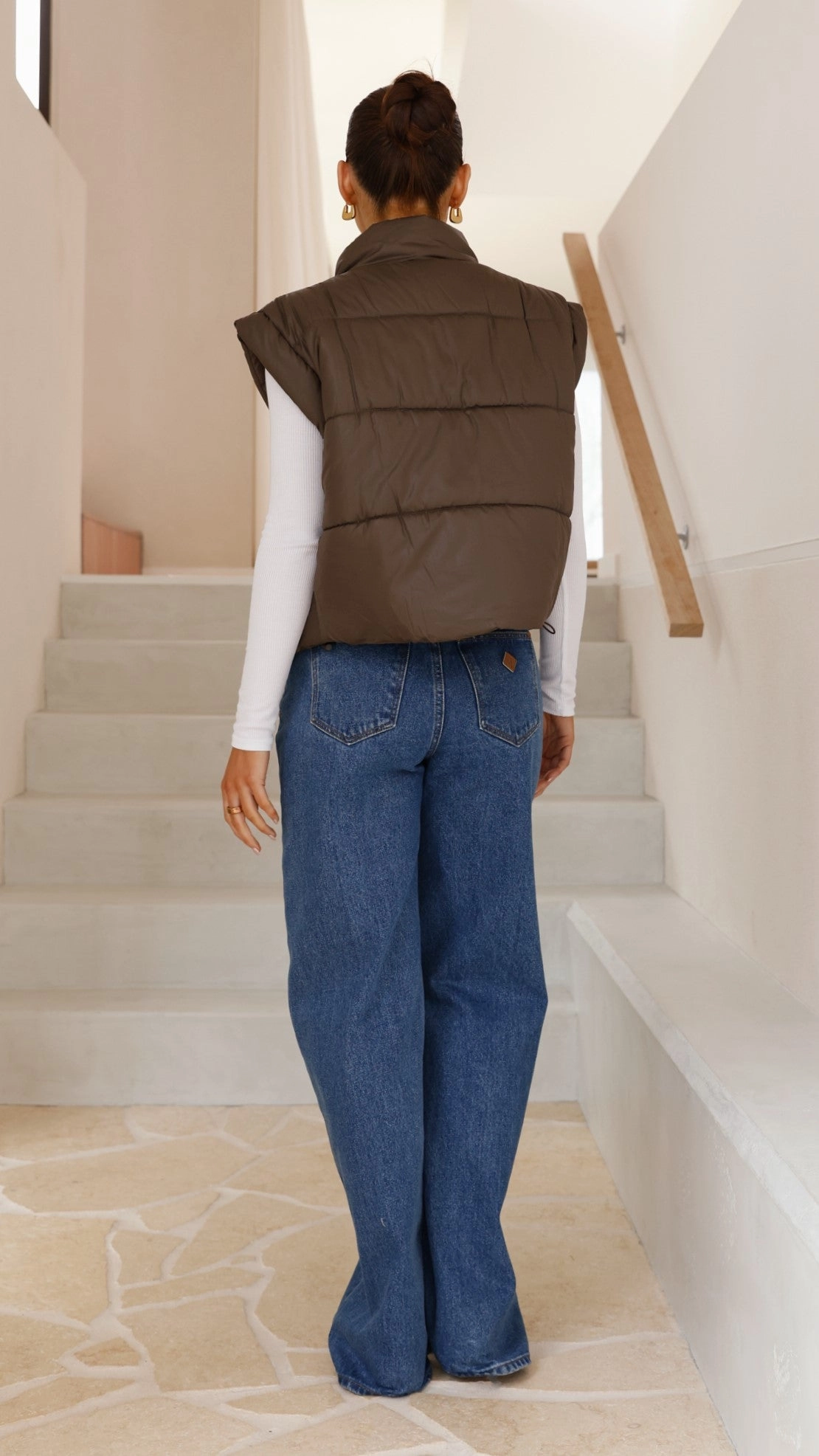 Maeve Cropped Puffer Vest - Slate