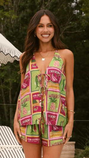 Octavia Top - Aloha Lime