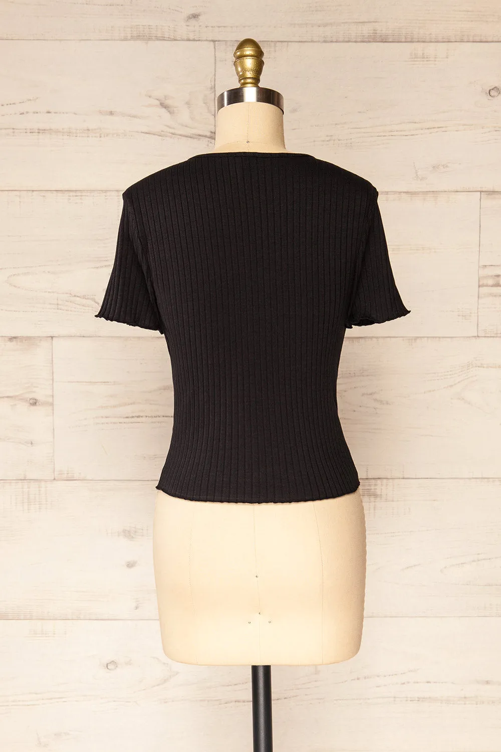 Paczkow Black | Ribbed Lettuce-Edge T-Shirt