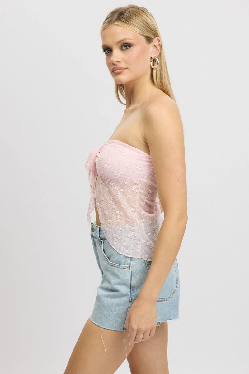 Pink Bandeau Top Lace