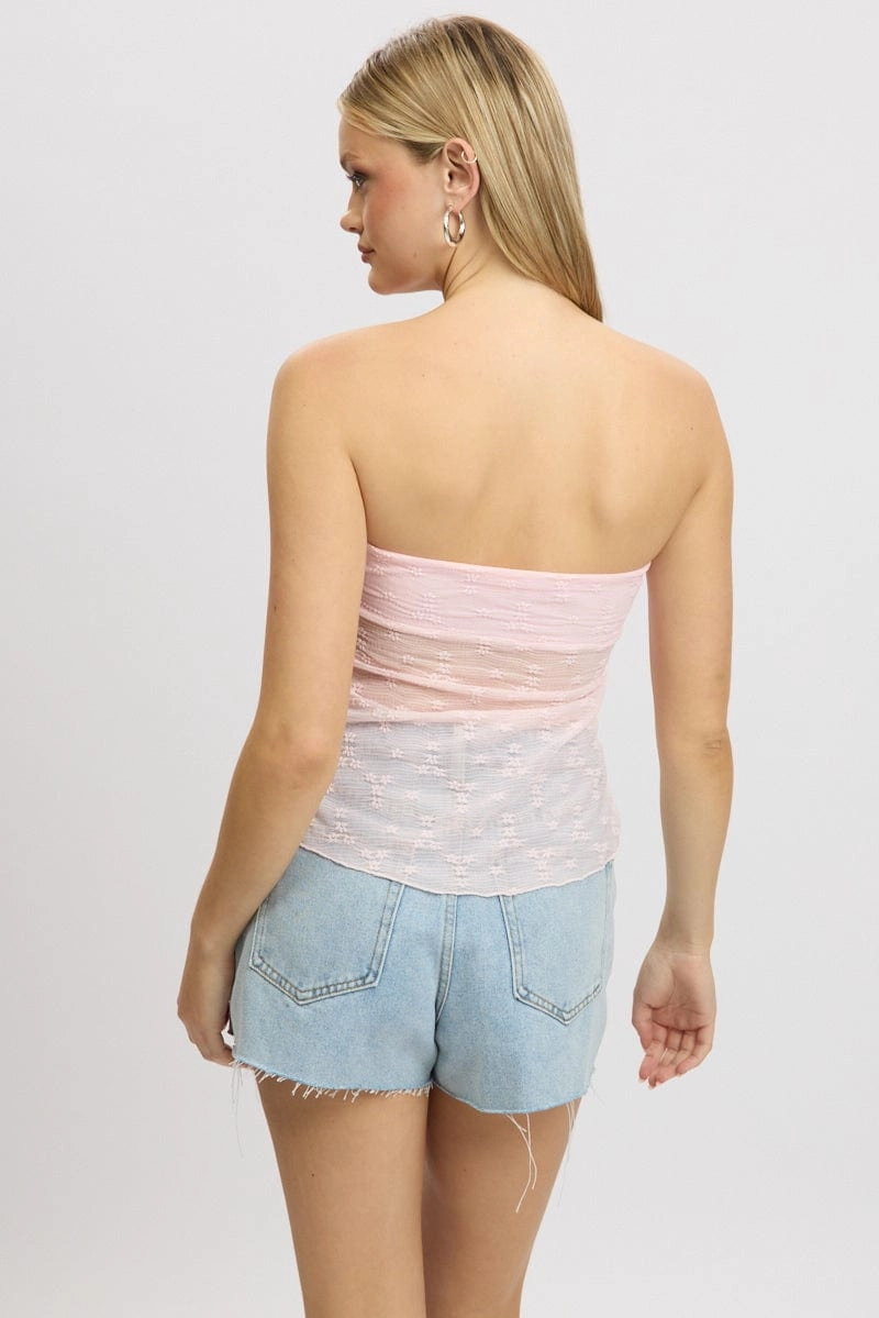 Pink Bandeau Top Lace