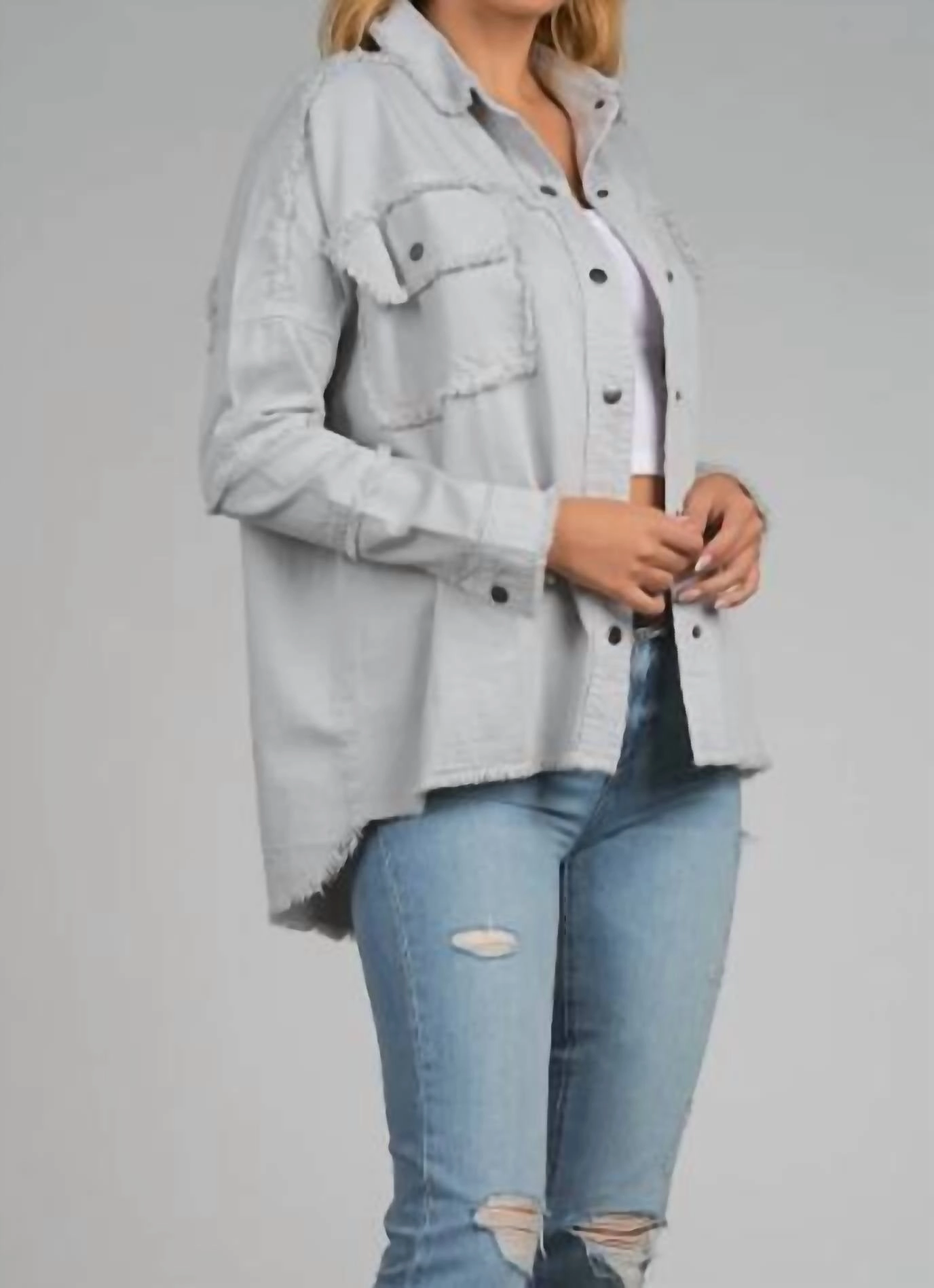 "devon" Rock & Roll Jacket In Pale Grey