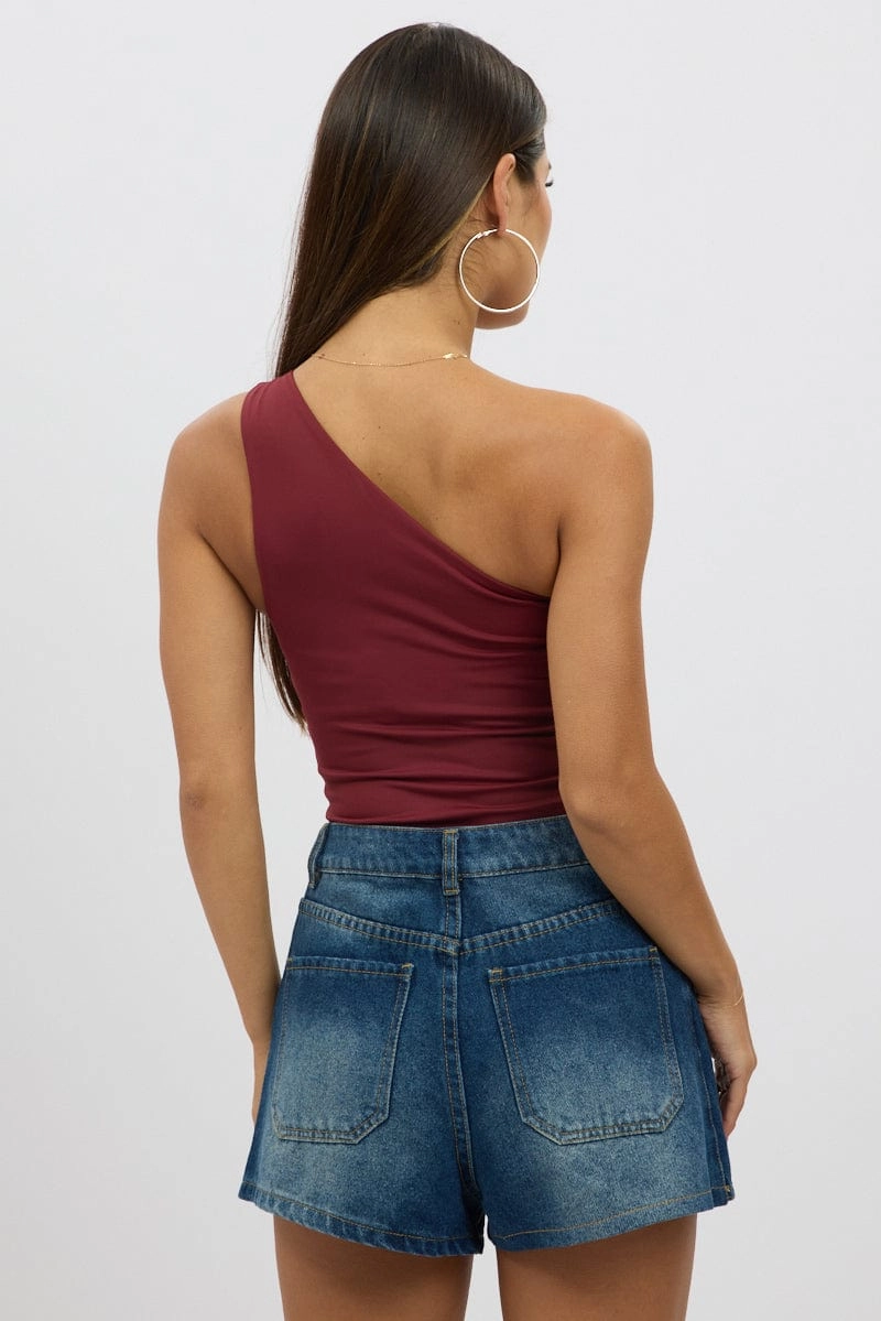 Red Bodysuit One Shoulder
