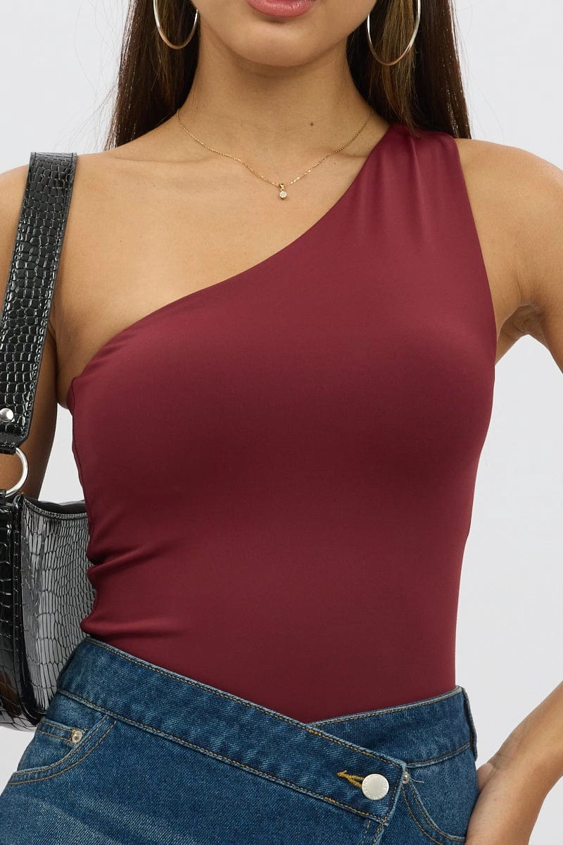 Red Bodysuit One Shoulder