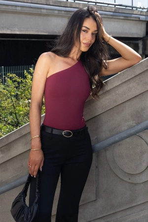 Red Bodysuit One Shoulder