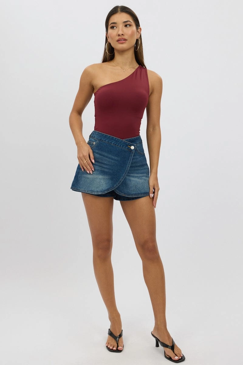 Red Bodysuit One Shoulder
