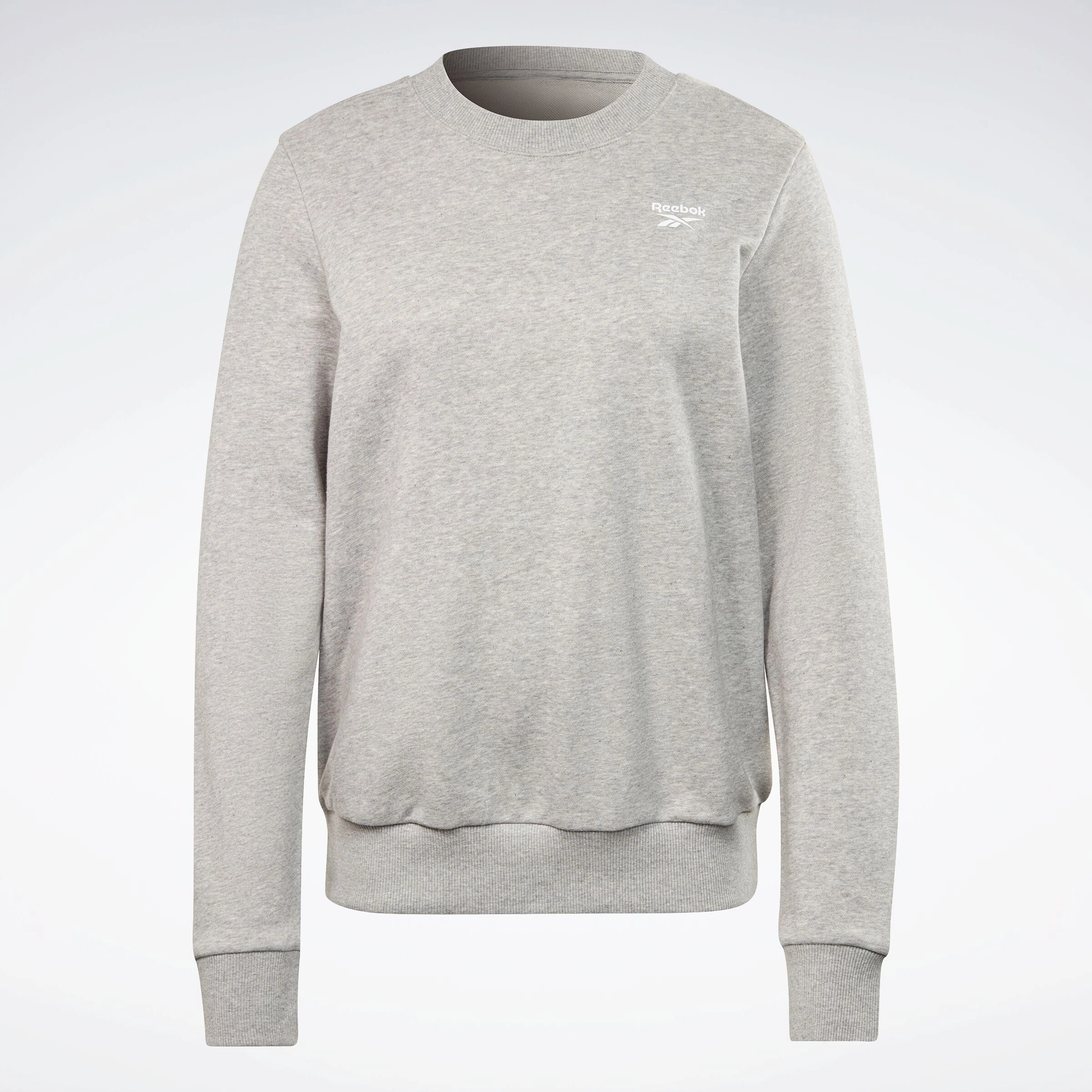 Reebok Identity Small Logo French Terry Crew Sweatshirt Medium Grey Heather