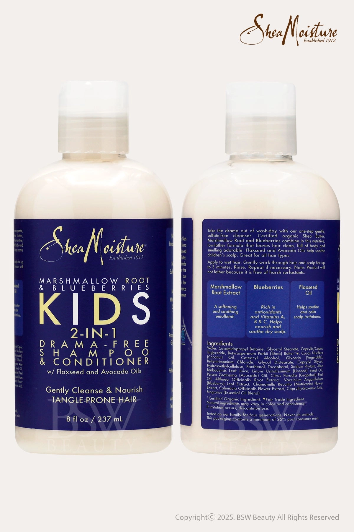 SHEA MOISTURE MARSHMALLOW ROOT & BLUEBERRIES KIDS 2-IN-1 DRAMA-FREE SHAMPOO & CONDITIONER 8oz