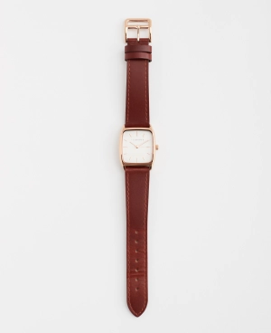 The Dress Watch: Polished Rose Gold / White Dial / Walnut Leather