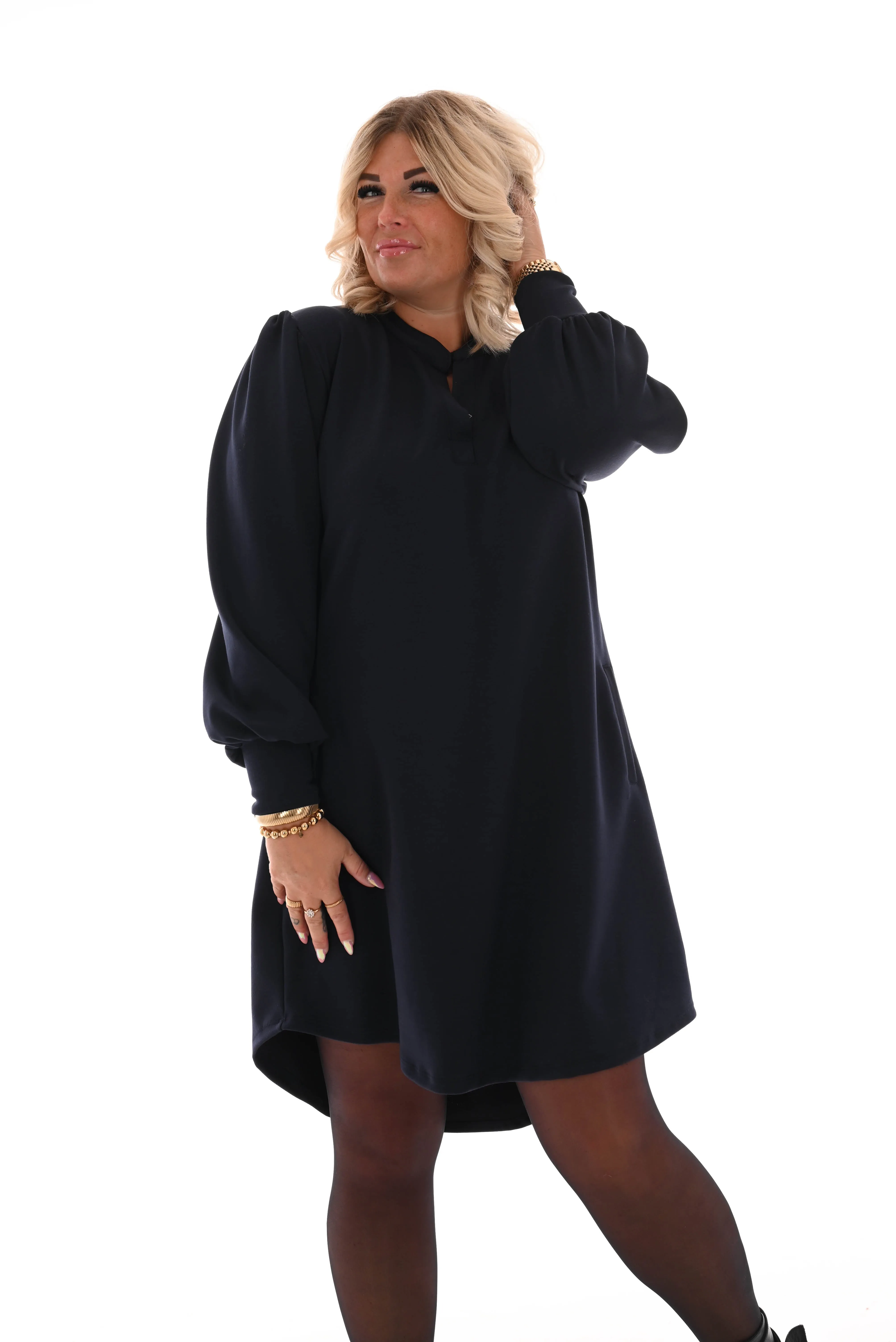 Tuniek v-hals met zakken marineblauw