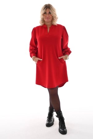 Tuniek v-hals met zakken rood