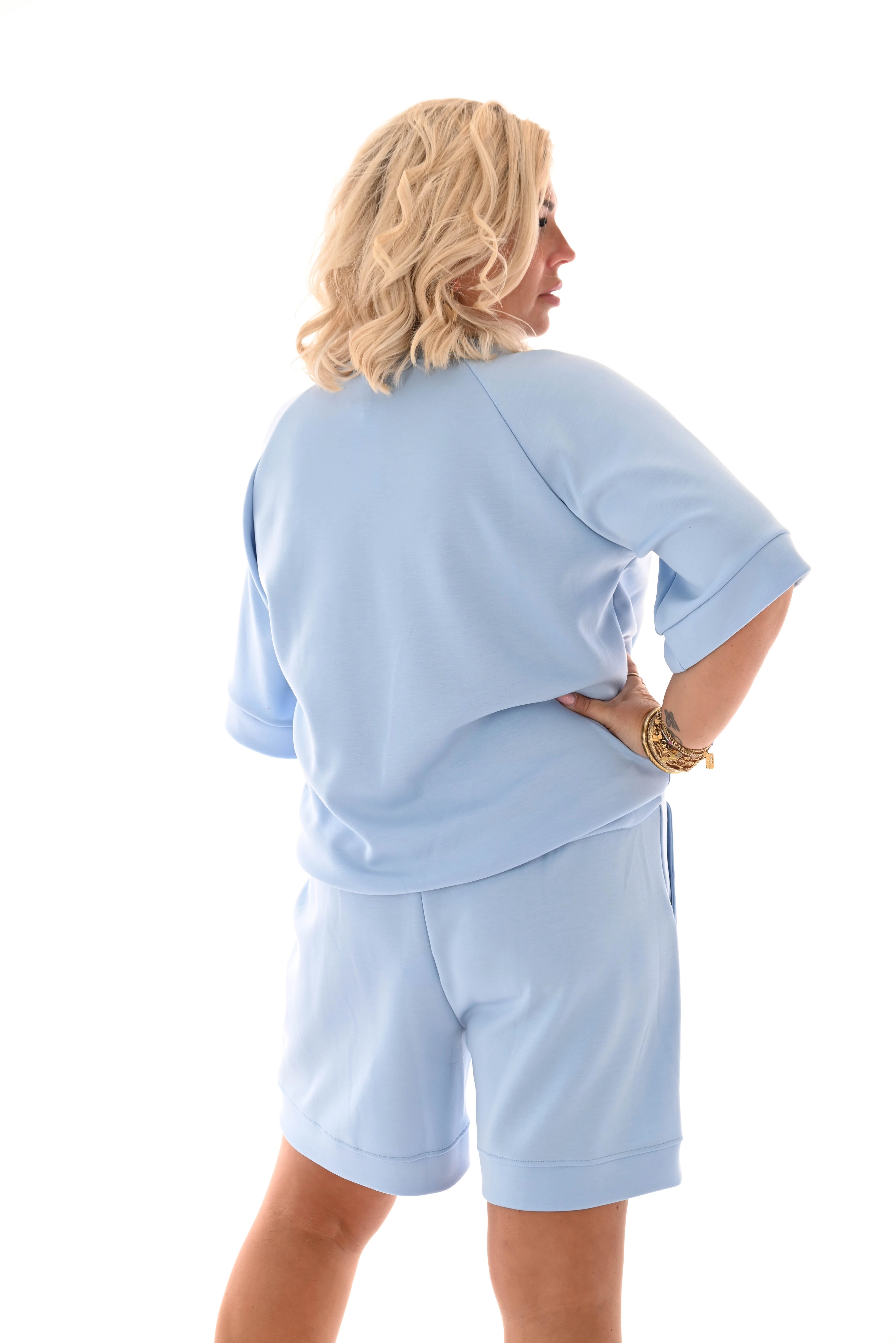 Tweedelig set short uni blauw