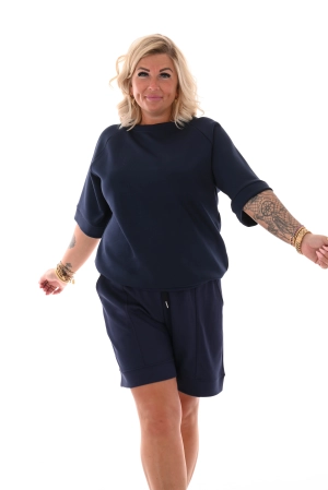 Tweedelig set short uni marineblauw
