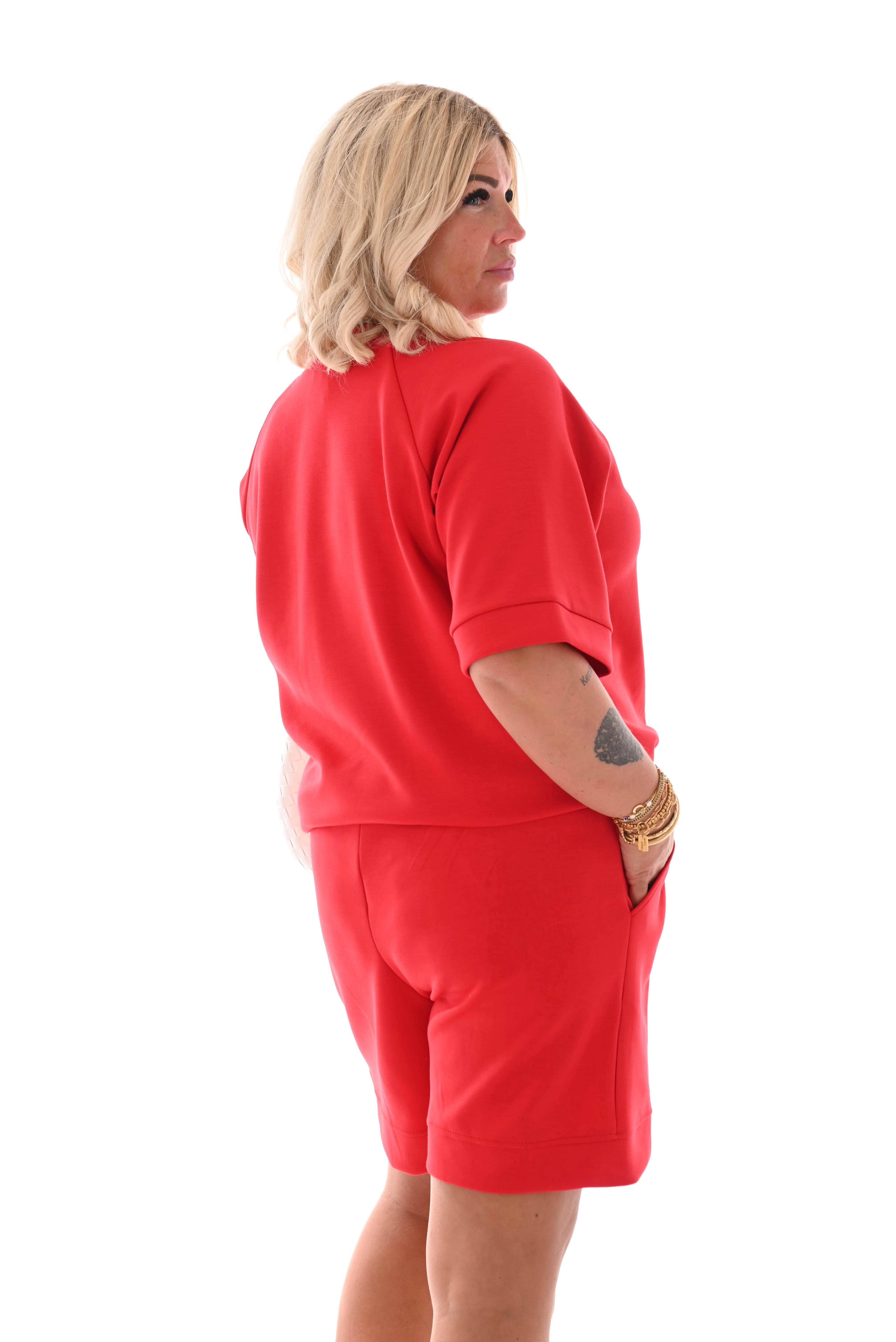 Tweedelig set short uni rood