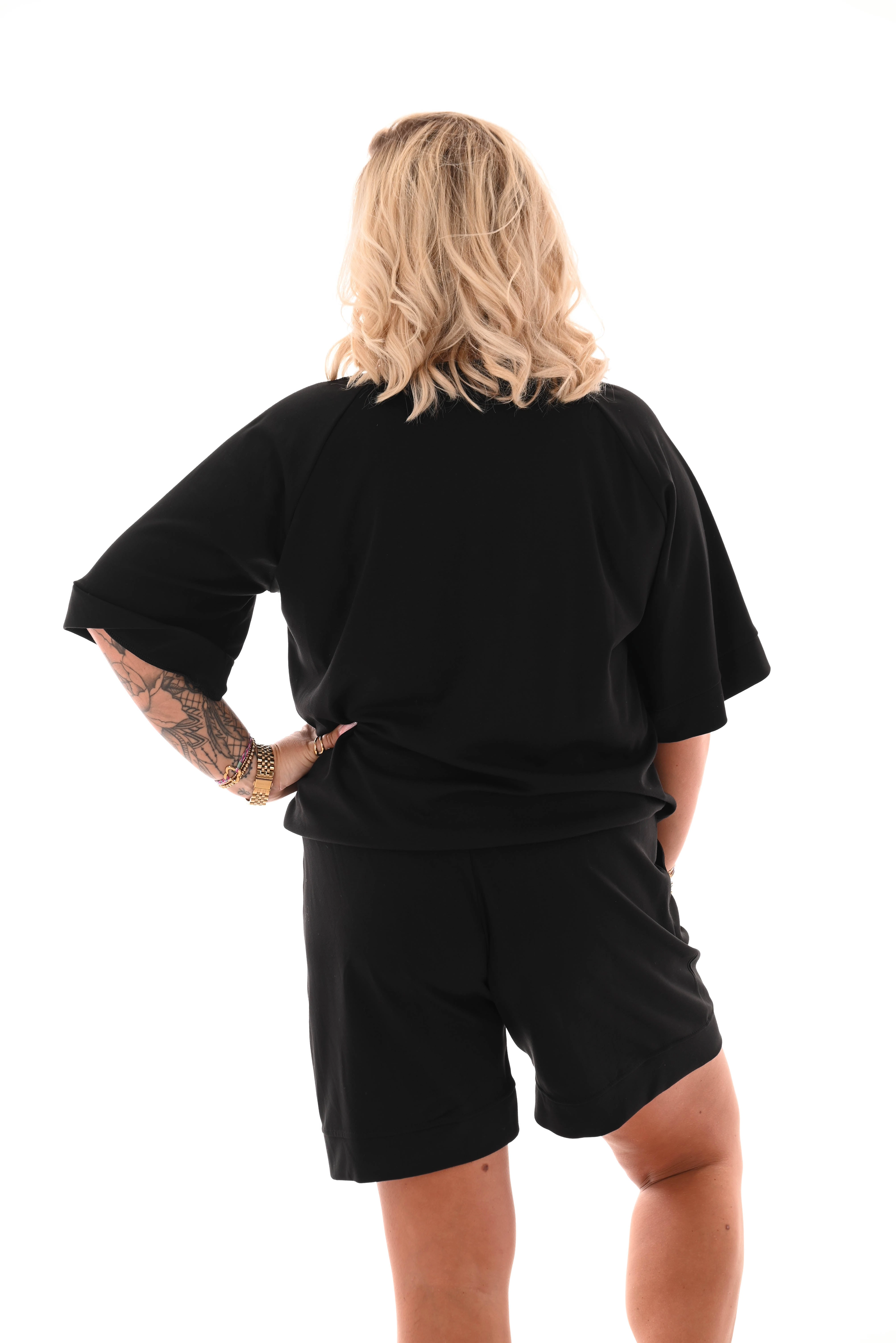 Tweedelig set short uni zwart