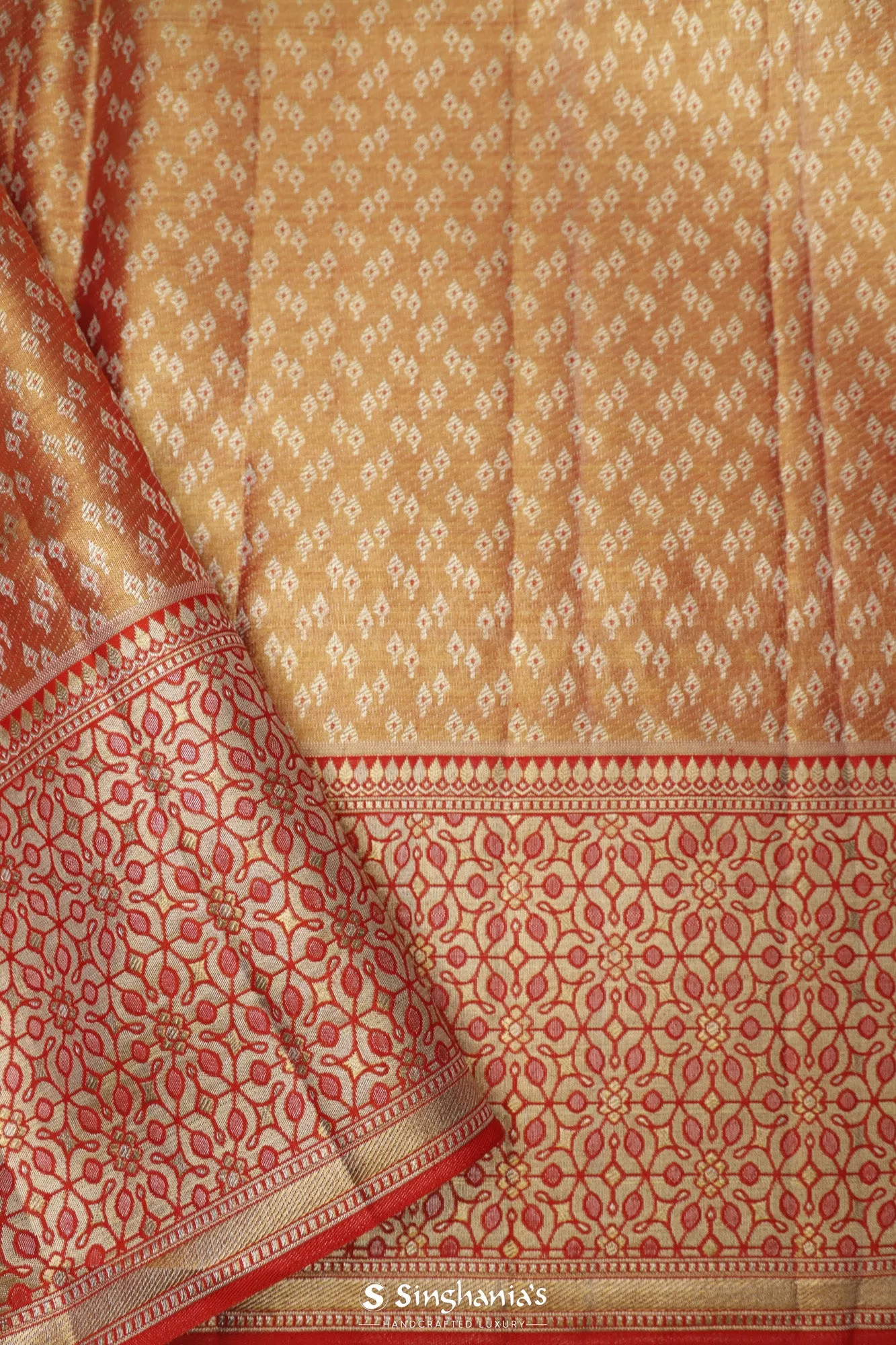 Vegas Gold Tissue Kanjivaram Saree Floral Jaal Weave