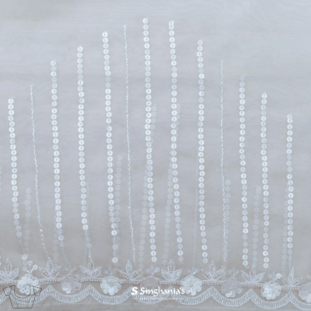 Vista White Designer Organza Saree