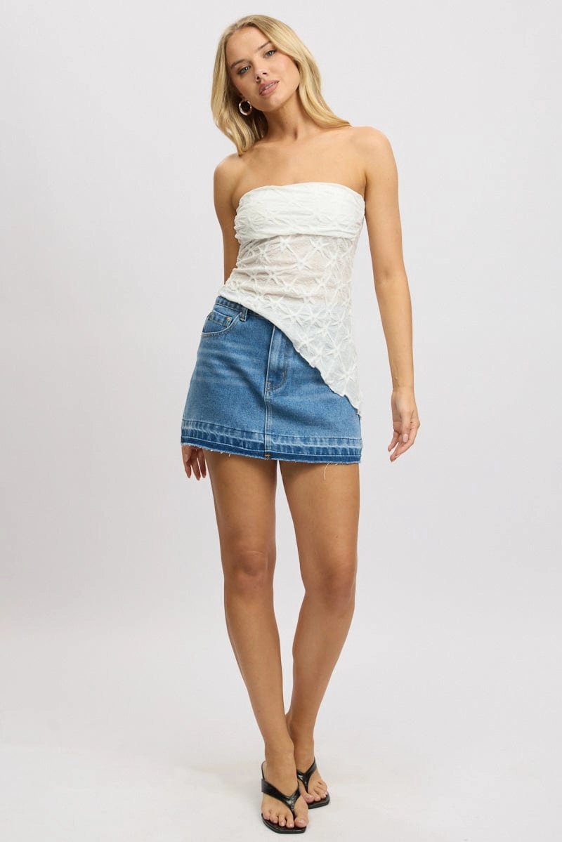 White Boob Tube Top Textured