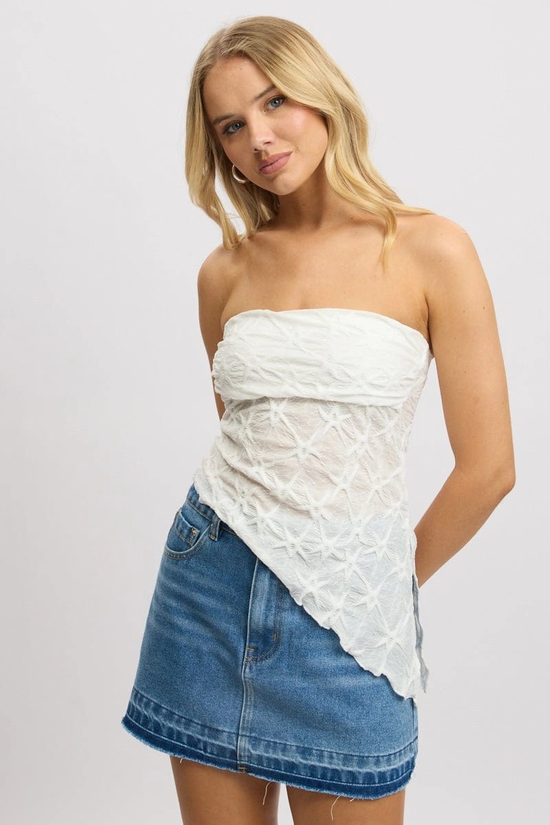 White Boob Tube Top Textured