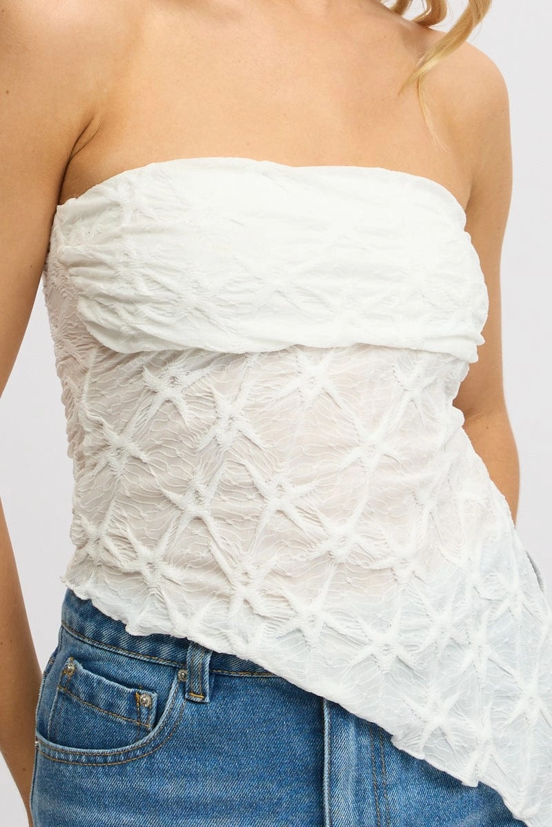 White Boob Tube Top Textured