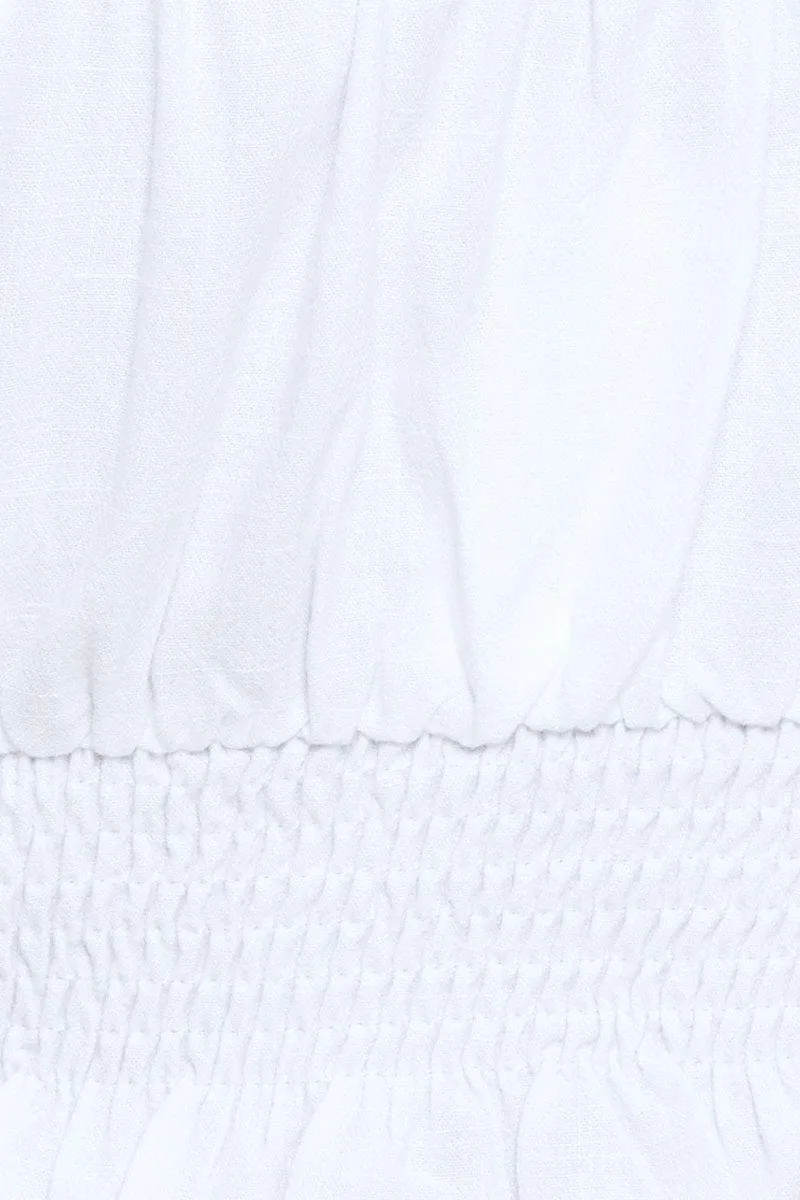 White Puff Sleeve Top Short Sleeve Crop