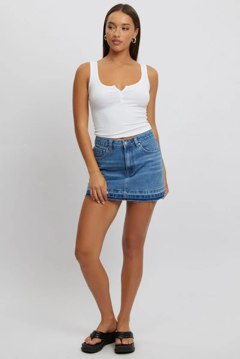 White Rib Tank Button Front