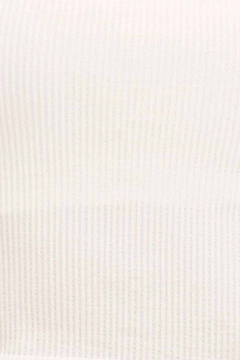 White Seamless Singlet Top Scoop Neck Rib Crop