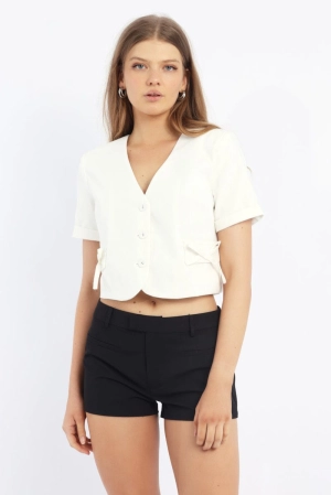 White Tailored Button Up Top