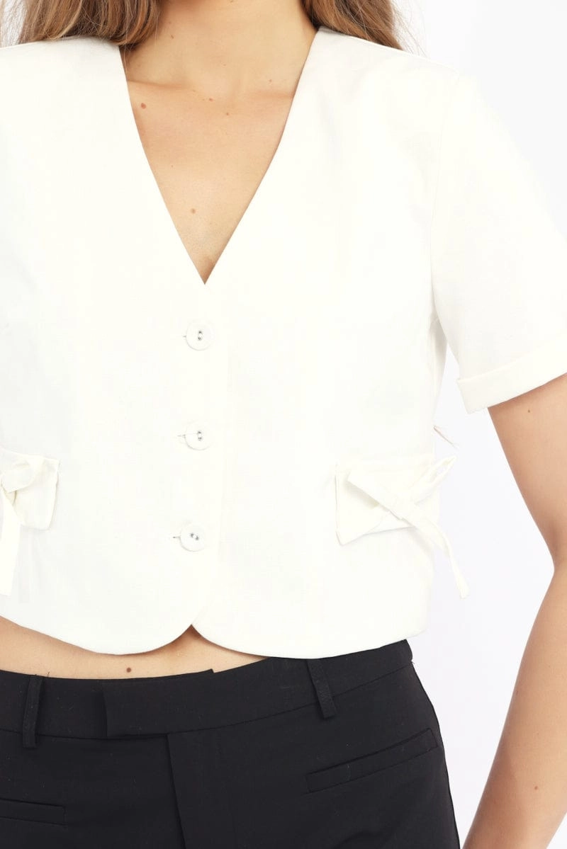 White Tailored Button Up Top