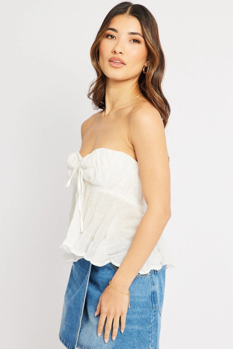 White Tie Front Tube Top