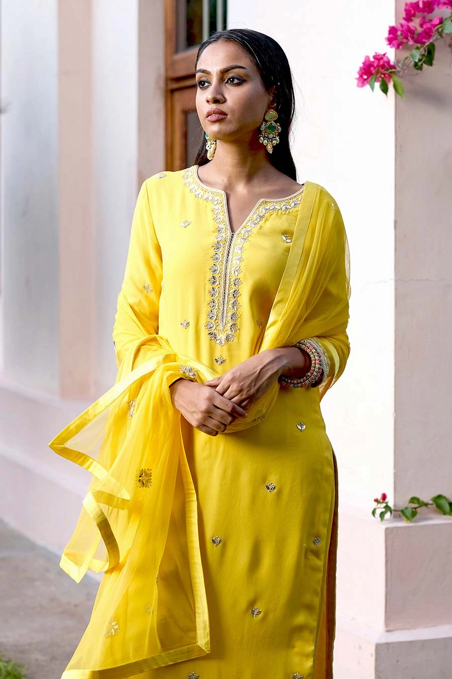 Yellow Gota-Patti Embroidered Kurta Set